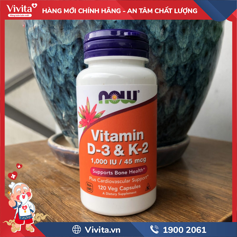 công dụng now vitamin d3 & k2 1000 iu / 45 mcg