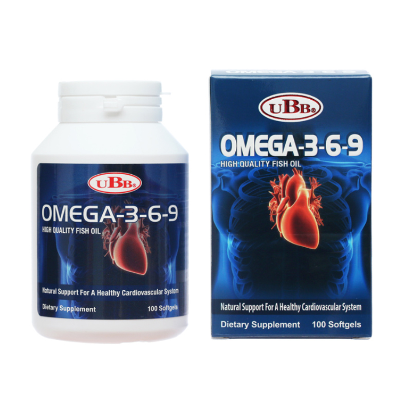 Omega-3-6-9 UBB Hỗ Trợ Hạ Cholesterol, Tăng Cường Sức Khỏe Tim Mạch Hộp 100 Viên