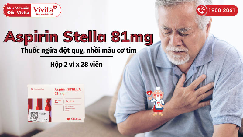 Thuốc ngừa đột quỵ, nhồi máu cơ tim Aspirin Stella 81mg