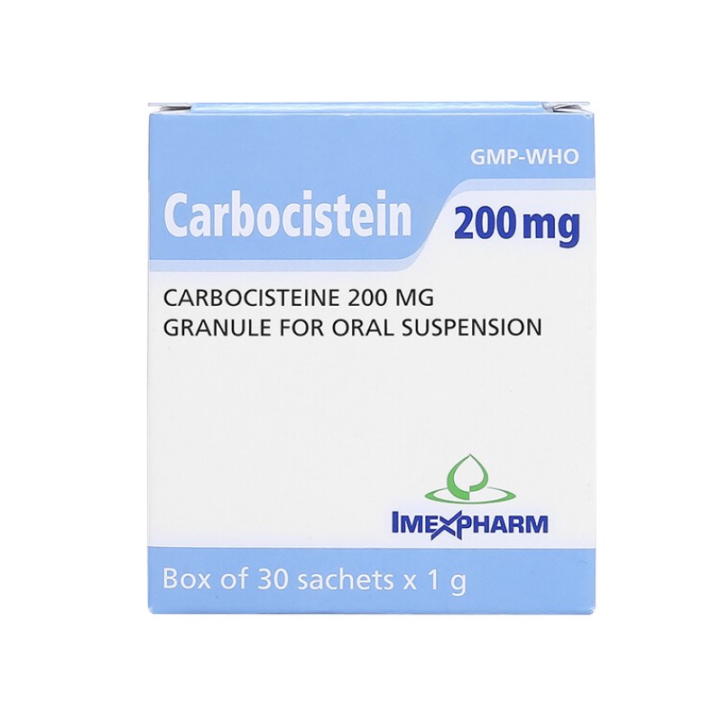 Cốm pha hỗn dịch giúp tan đàm Carbocistein Imexpharm 200mg | Hộp 30 gói