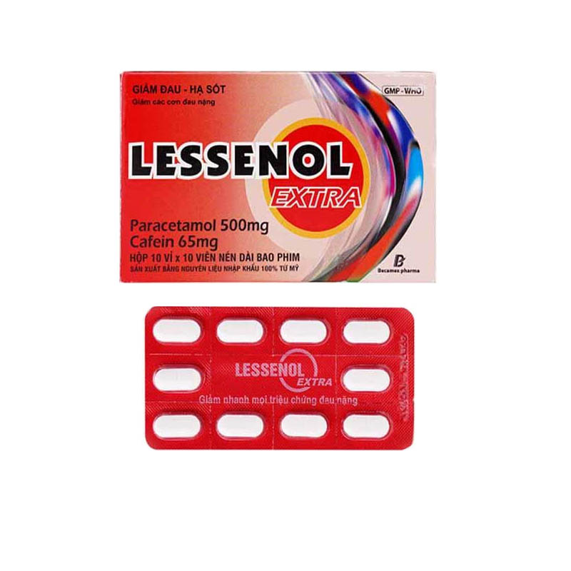 Thuốc giảm đau, hạ sốt Lessenol Extra | Hộp 100 viên