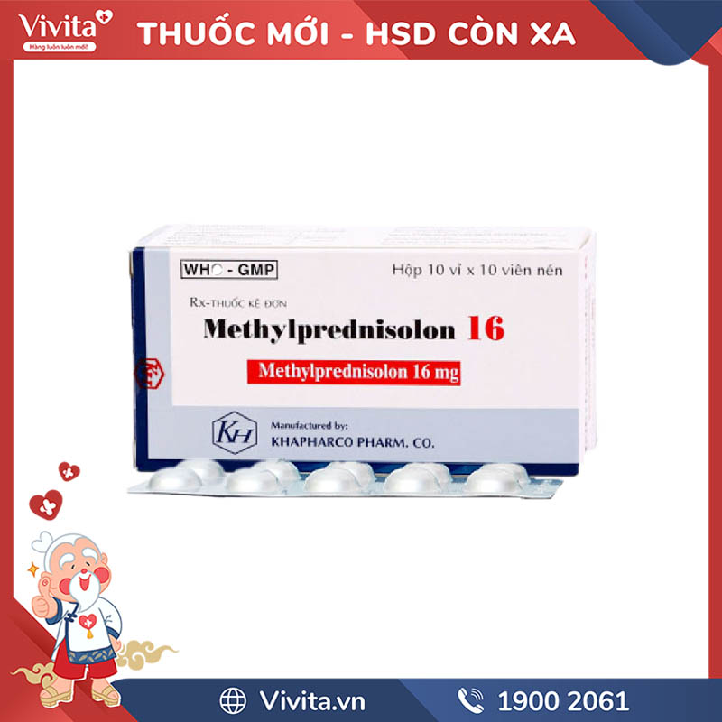 Thuốc chống viêm Methylprednisolon 16mg Khapharco | Hộp 100 viên