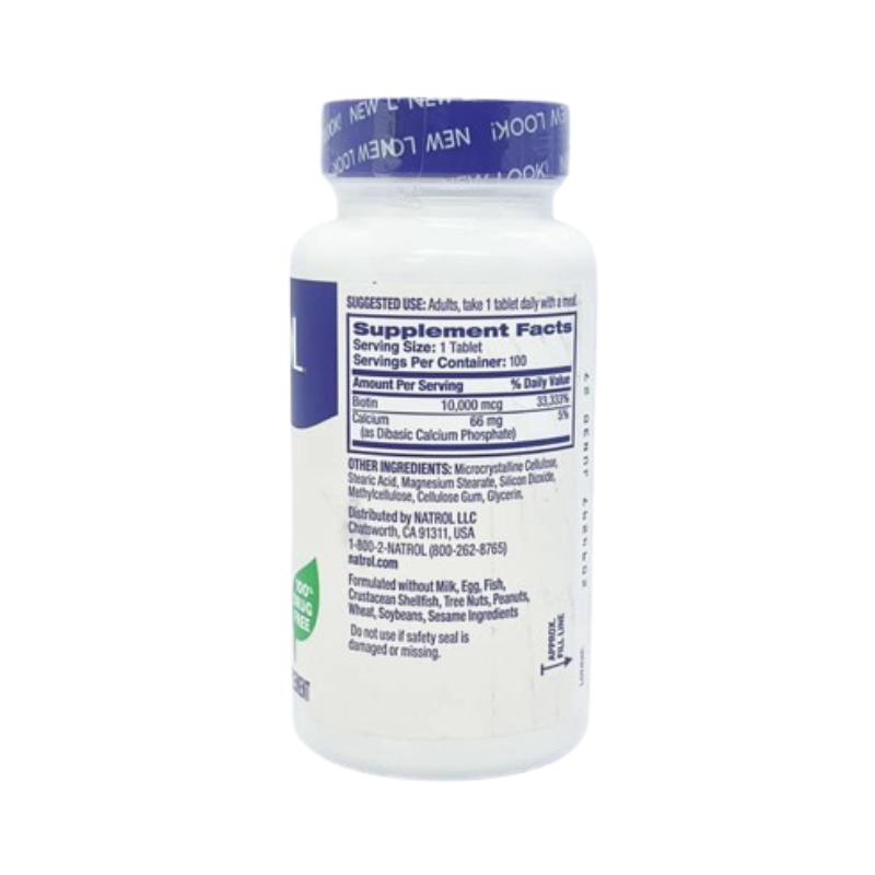 Natrol Biotin 10.000mcg Maximum Strength của Mỹ, hỗ trợ mọc tóc, ngừa tóc gãy rụng  (100 viên)