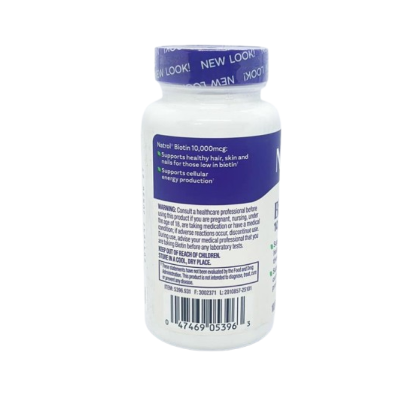 Natrol Biotin 10.000mcg Maximum Strength của Mỹ, hỗ trợ mọc tóc, ngừa tóc gãy rụng  (100 viên)
