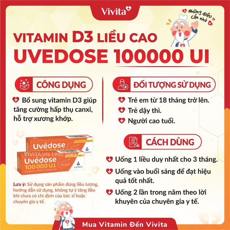 VITAMIN D3 LIỀU CAO PhAP Uvedose 100000 UI