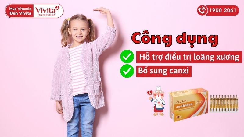 Công dụng (Chỉ định) dung dịch uống trị còi xương cho bé Calcium Corbière Extra Kids