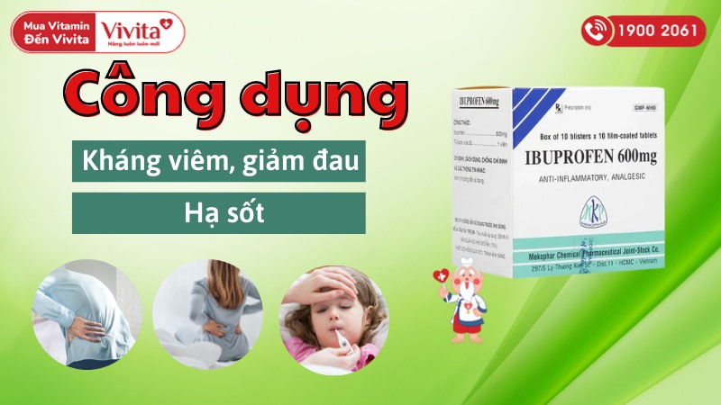 Công dụng (Chỉ định) của thuốc giảm đau kháng viêm Ibuprofen 600 Mekophar