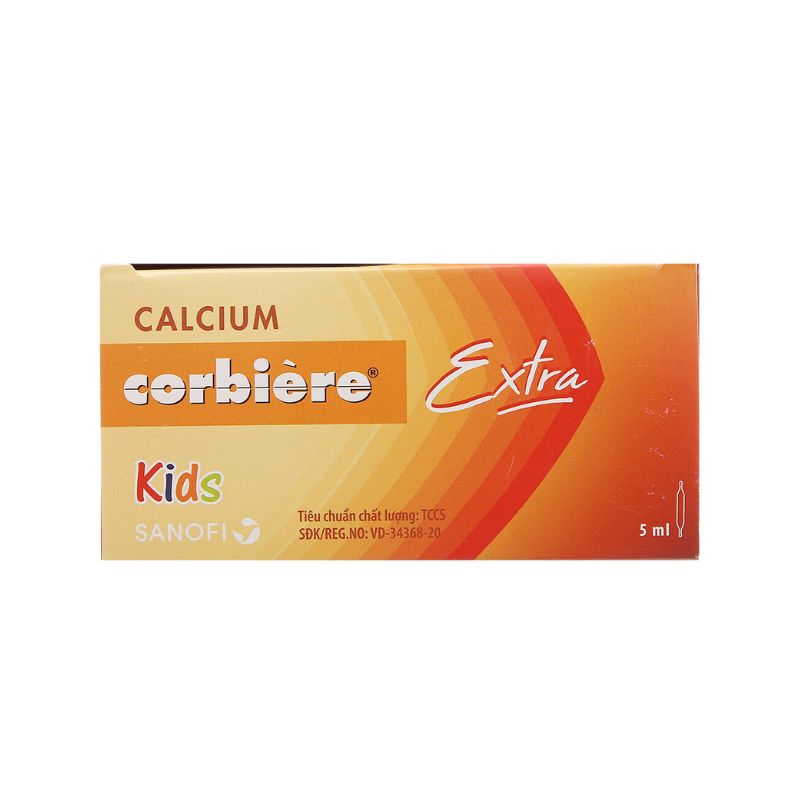 Dung dịch uống trị còi xương cho bé Calcium Corbière Extra Kids | Hộp 30 ống