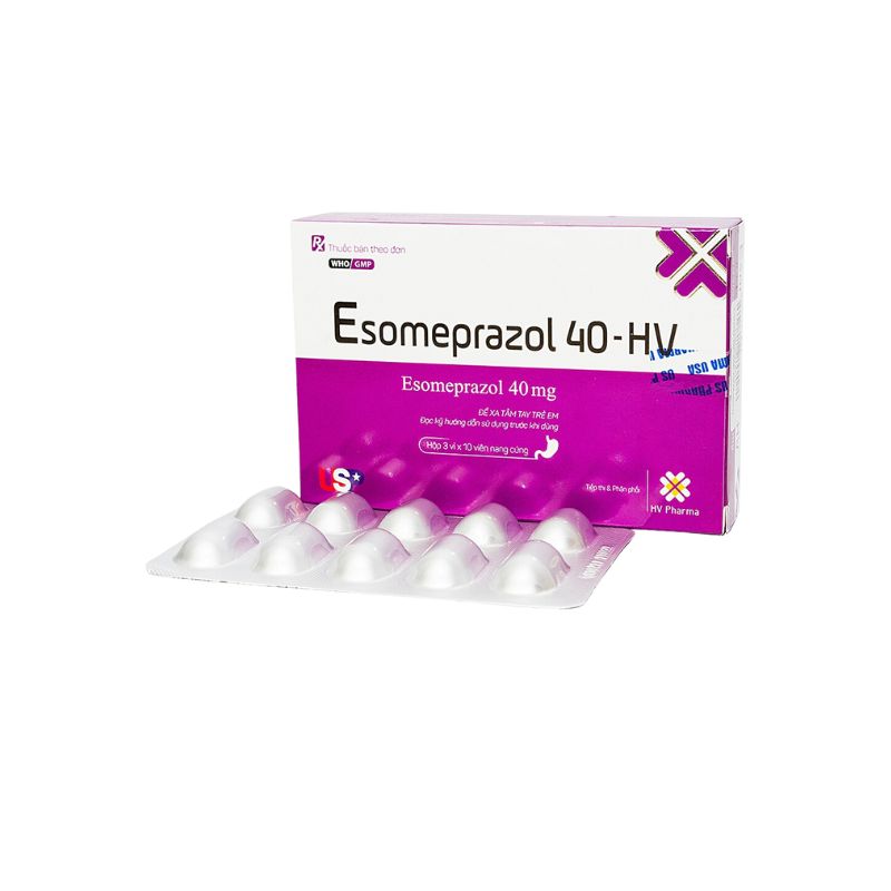 Thuốc trị loét dạ dày, tá tràng Esomeprazol 40-HV USA | Hộp 30 viên