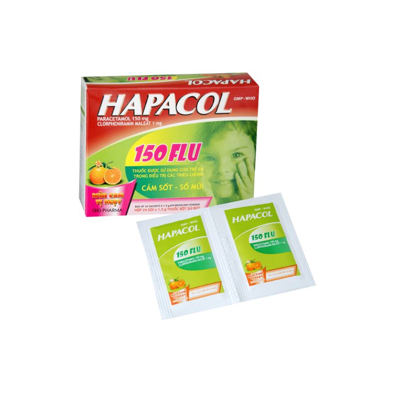 Thuốc cốm giảm đau, hạ sốt Hapacol 150 Flu | Hộp 24 gói