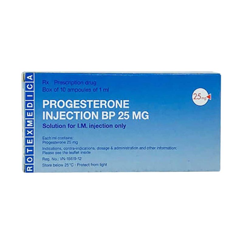 Thuốc tiêm ngừa sảy thai Progesterone Injection BP 25mg | Hộp 10 ống