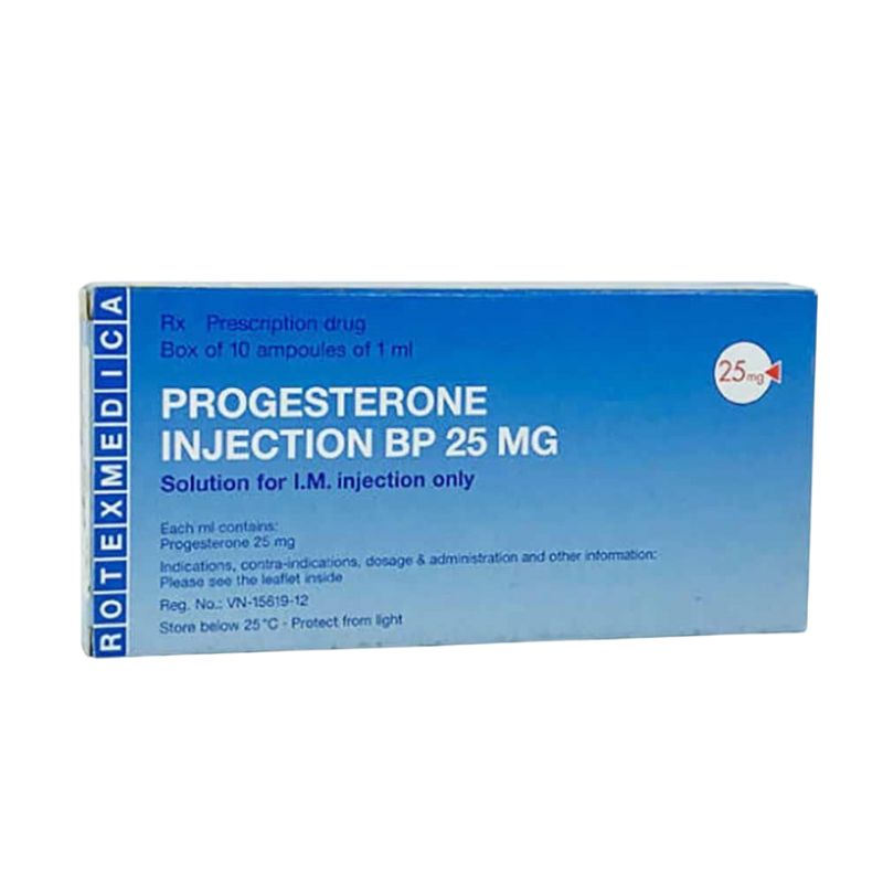 Thuốc tiêm ngừa sảy thai Progesterone Injection BP 25mg | Hộp 10 ống