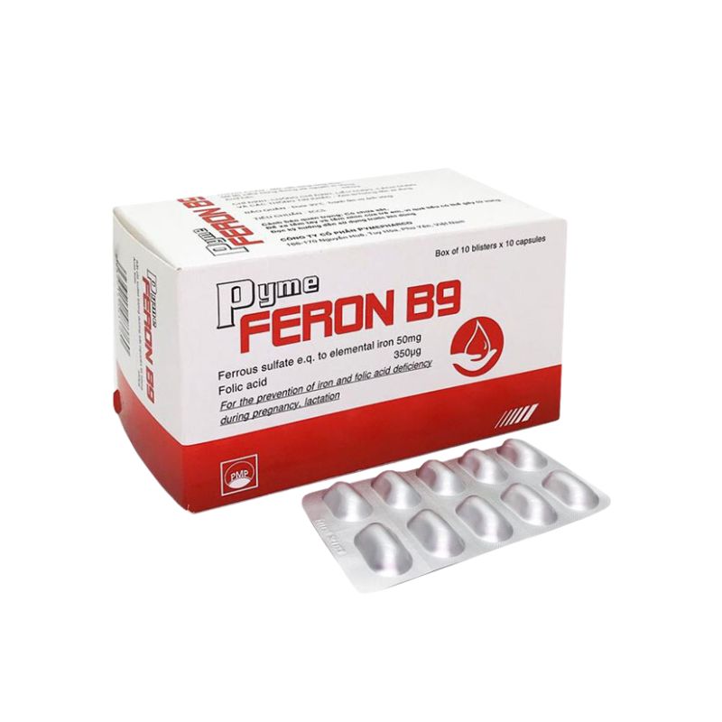 Thuốc phòng ngừa thiếu máu thai kỳ Pyme Feron B9 | Hộp 100 viên