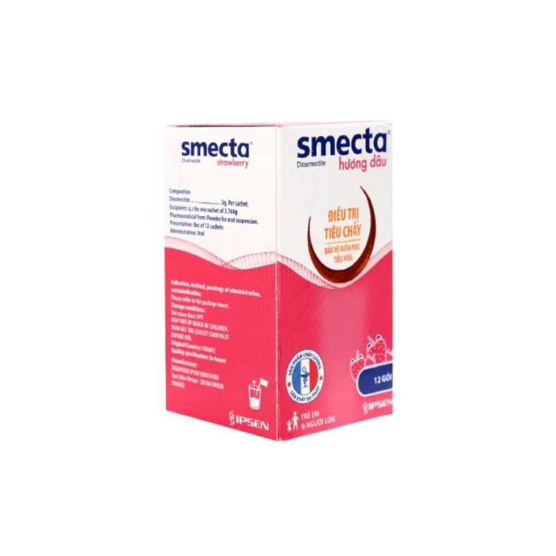 Bột pha hỗn dịch trị tiêu chảy Smecta Hương Dâu | Hộp 12 gói