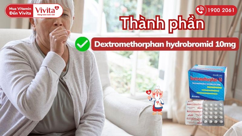 Thành phần của thuốc ho Dextromethorphan 10 Vacopharm