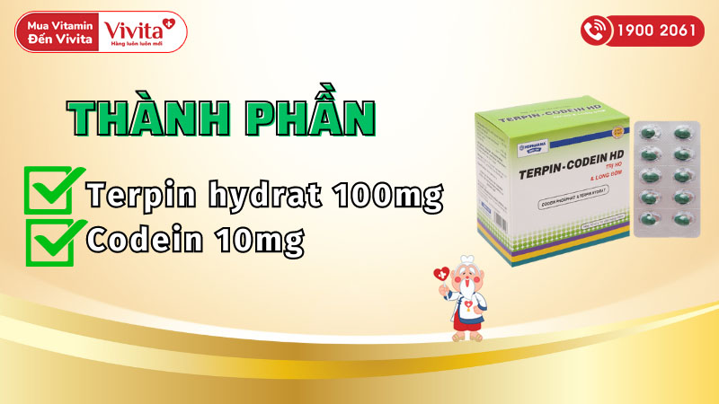 Thành phần của thuốc trị ho Terpin - Codein HD