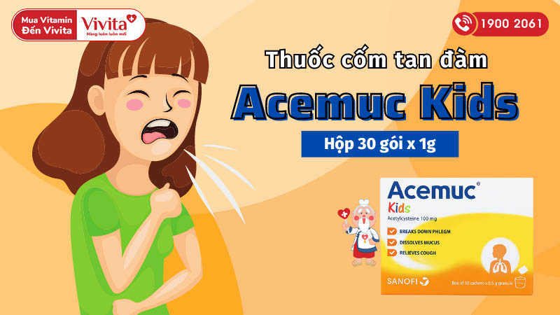 Thuốc cốm tan đàm Acemuc Kids 100mg