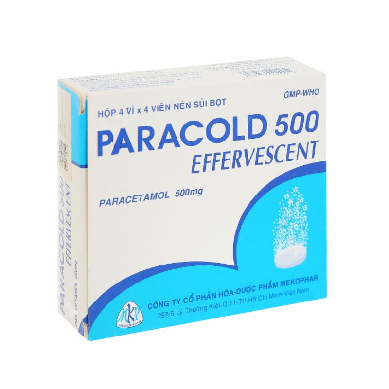 Viên sủi giảm đau, hạ sốt Paracold 500 Effervescent | Hộp 16 viên