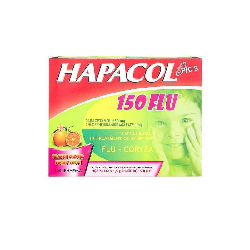 Thuốc cốm giảm đau, hạ sốt Hapacol 150 Flu | Hộp 24 gói