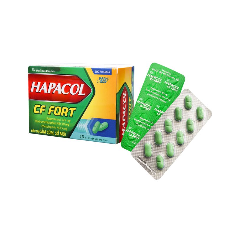 Thuốc giảm đau, hạ sốt, trị cảm cúm Hapacol CF Fort | Hộp 100 viên