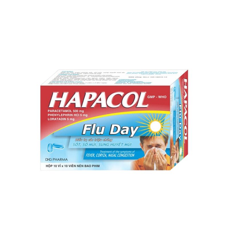 Thuốc trị cảm cúm, giảm đau, hạ sốt Hapacol Flu Day | Hộp 100 viên