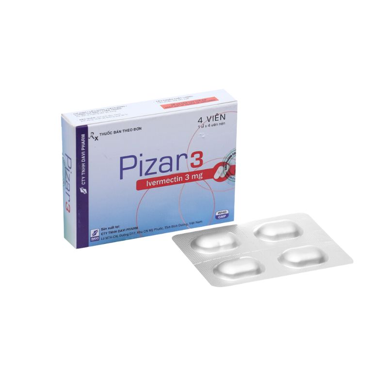 Thuốc tẩy giun, sán Pizar 3 | Hộp 4 viên