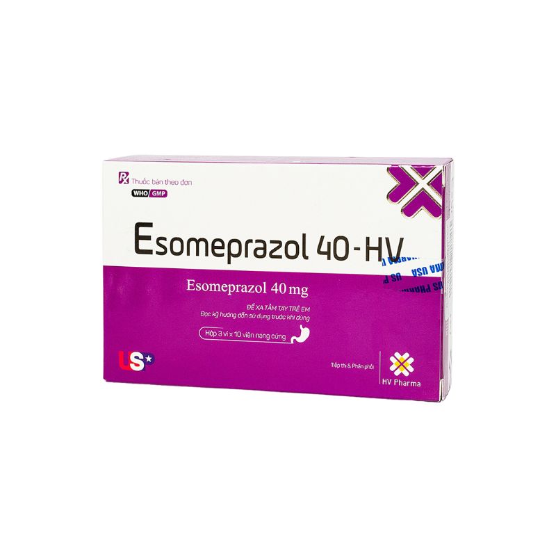 Thuốc trị loét dạ dày, tá tràng Esomeprazol 40-HV USA | Hộp 30 viên