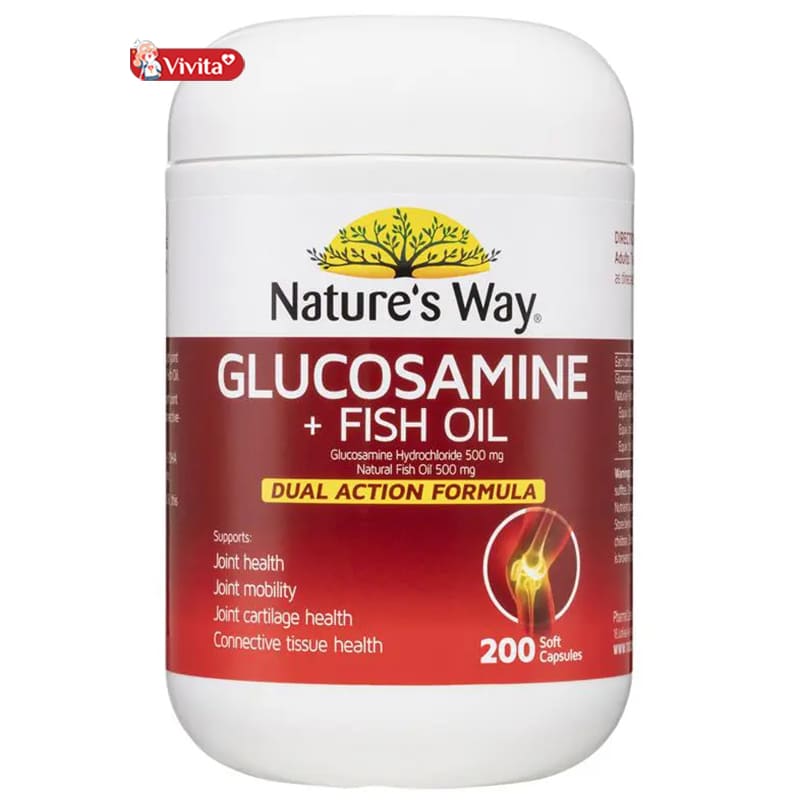 Glucosamine & dầu cá Natures Way 500mg