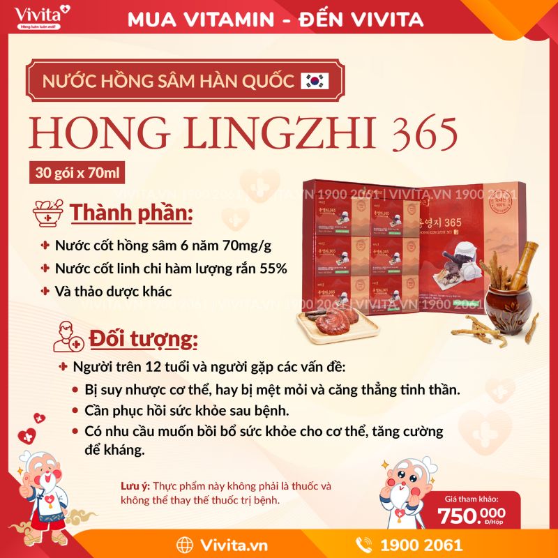 Hong lingzhi 365 thành phần đối tượng dùng