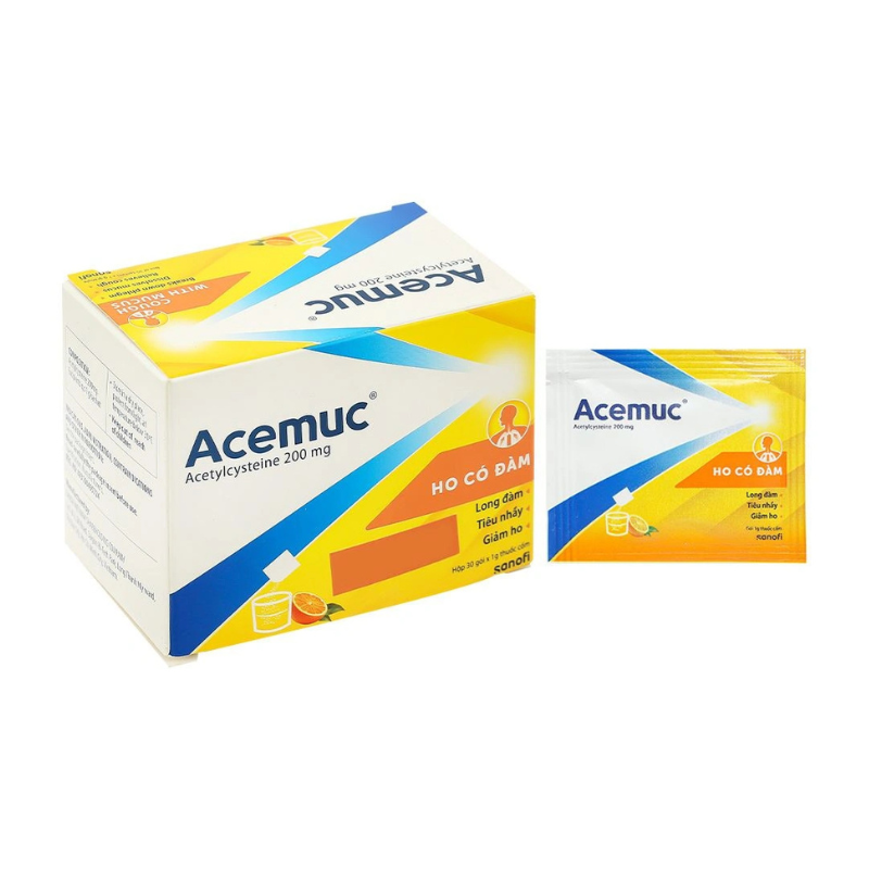 Thuốc cốm long đờm cho trẻ em Acemuc Kids 200mg | Hộp 30 gói