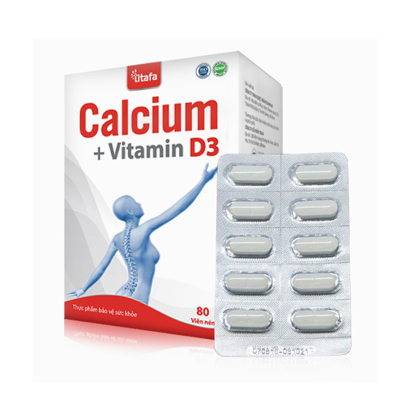 Calcium + Vitamin D3 Titafa Hỗ Trợ Bổ Sung Canxi, Vitamin D3 Hộp 80 Viên