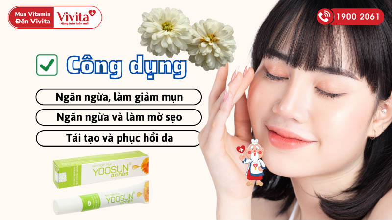 Công dụng của kem ngừa mụn, giảm bã nhờn, mờ sẹo Yoosun acnes
