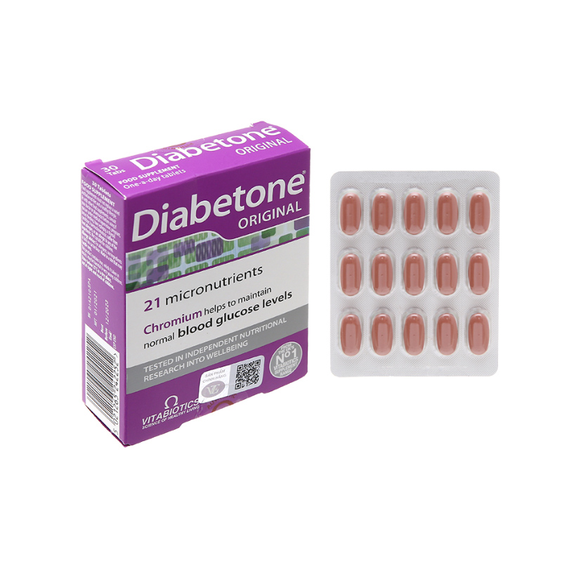 Diabetone Tablets Bổ Sung Vitamin Và Khoáng Chất Giảm Nguy Cơ Đái Tháo Đường Hộp 30 Viên