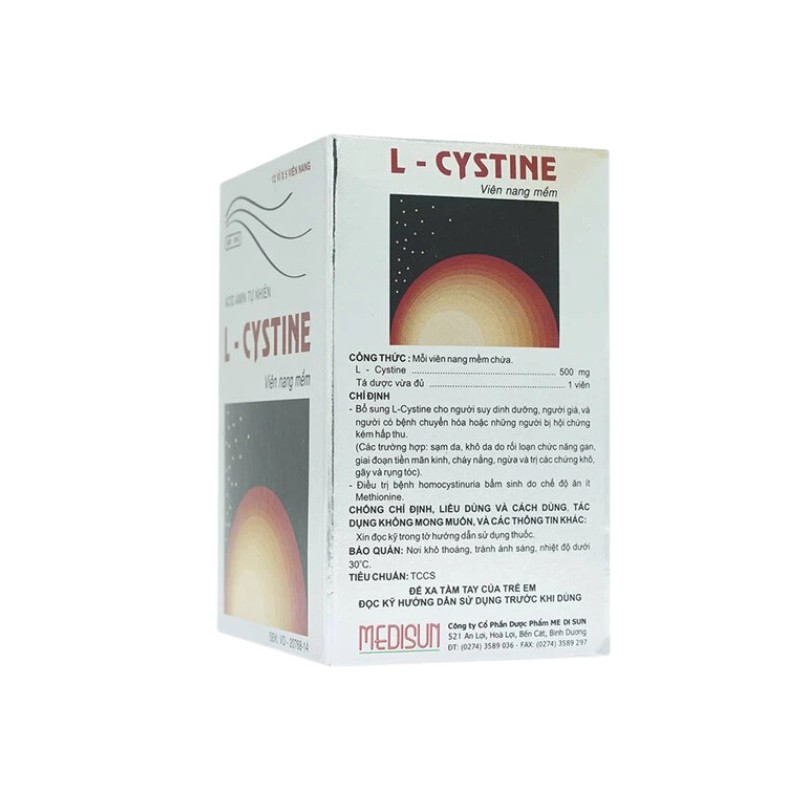 Thuốc uống đẹp da, tóc, móng L-Cystine 500mg Medisun | Hộp 60 viên