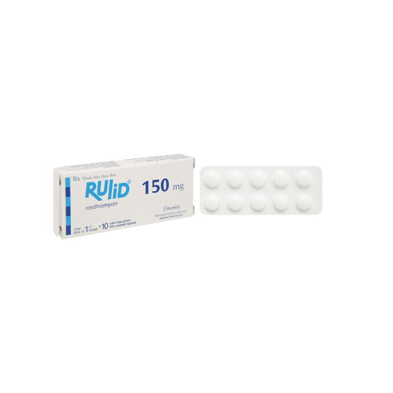 Thuốc điều trị bệnh bạch hầu, ho gà Rulid 150mg Aventis | Hộp 10 viên