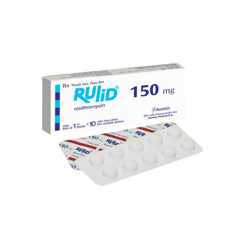 Thuốc điều trị bệnh bạch hầu, ho gà Rulid 150mg Aventis | Hộp 10 viên