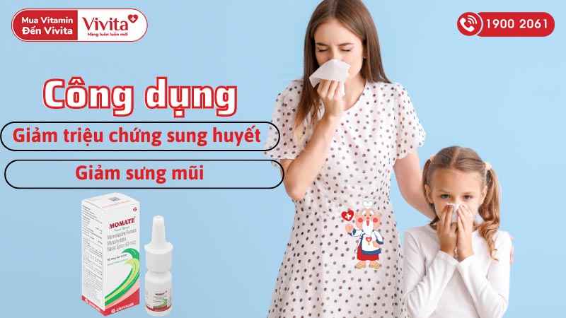 Công dụng (Chỉ định) của hỗn dịch xịt mũi trị viêm mũi dị ứng Momate Nasal Spray 50mcg
