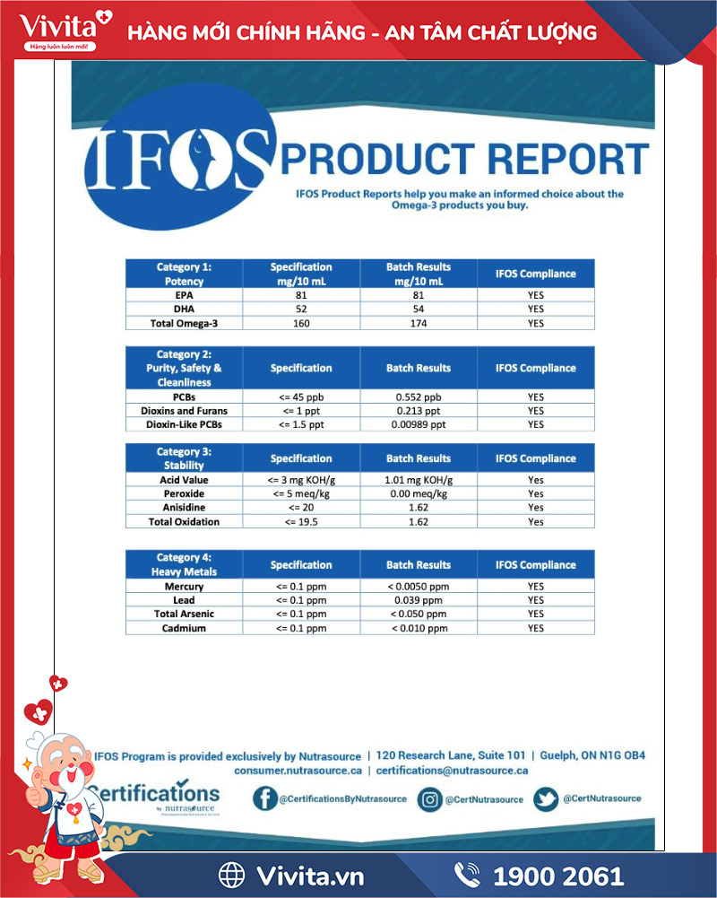 giấy chứng nhận ifos 5 ocean multi fish oil vitamin mineral