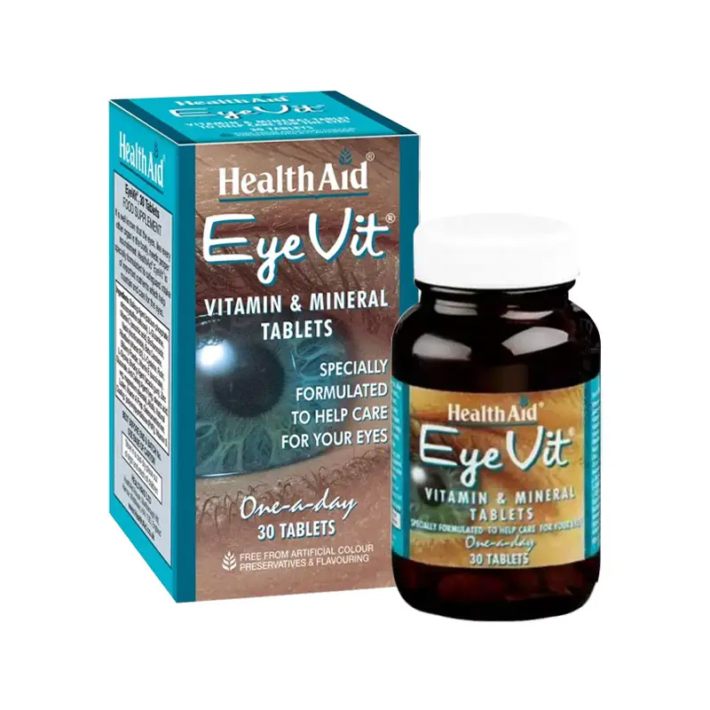 HealthAid Eye Vit Vitamin & Mineral Tablets Hỗ Trợ Tăng Cường Thị Lực, Làm Chậm Quá Trình Thoái Hóa Điểm Vàng Và Đục Thủy Tinh Thể Hộp 30 Viên
