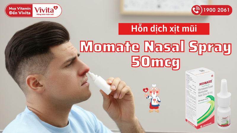 Hỗn dịch xịt mũi trị viêm mũi dị ứng Momate Nasal Spray 50mcg
