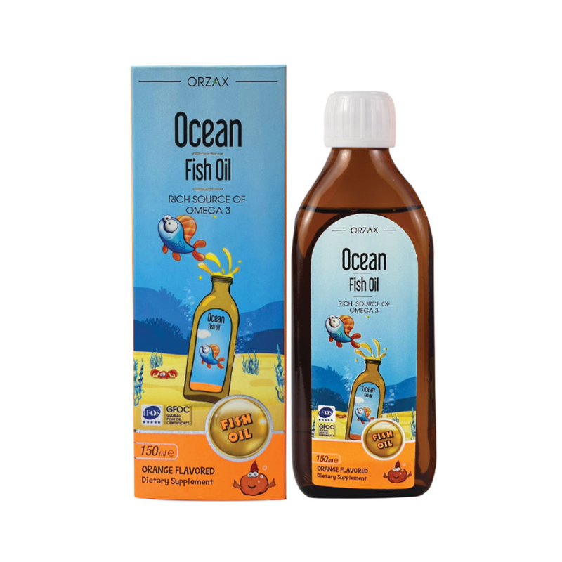 OCEAN FISH OIL ORANGE FLAVORED ORZAX Hỗ Trợ cho Não, Mắt, Tim mạch, tăng cường đề kháng hộp 150ml