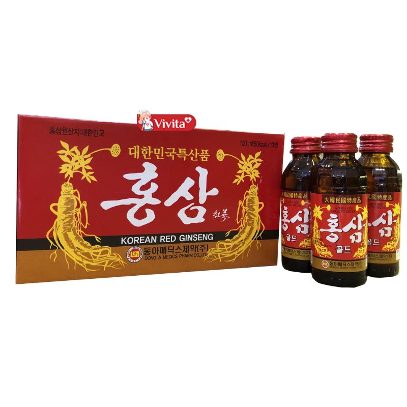 Nước hồng sâm DongA Hàn Quốc hộp 10 Chai x 100ml