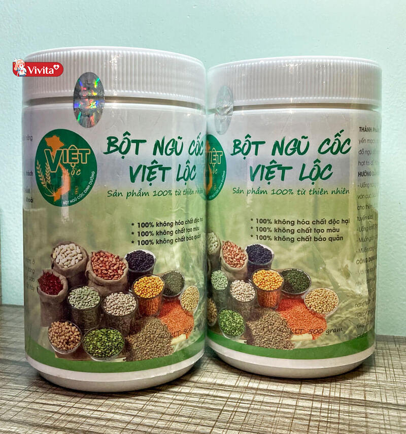 Bột ngũ cốc lợi sữa Việt Lộc được sản xuất từ 26 loại hạt dinh dưỡng nhằm bổ sung vitamin và các chất thiết yếu cho mẹ và bé.