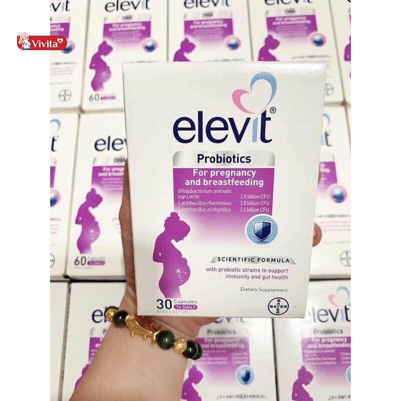 Men vi sinh cho bà bầu Elevit Probiotics chứa nhiều lợi khuẩn tốt cho đường ruột. 