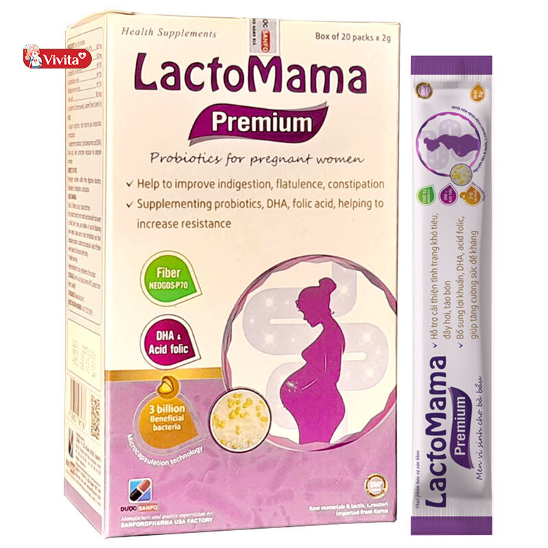 Lacto Mama Premium là men vi sinh cho bà bầu giúp cung cấp các lợi khuẩn cần thiết để giúp cả mẹ và bé đều khỏe mạnh trong suốt thời kỳ mang thai