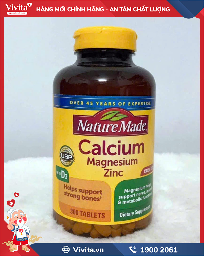 nature made calcium magnesium zinc with vitamin d3 chính hãng