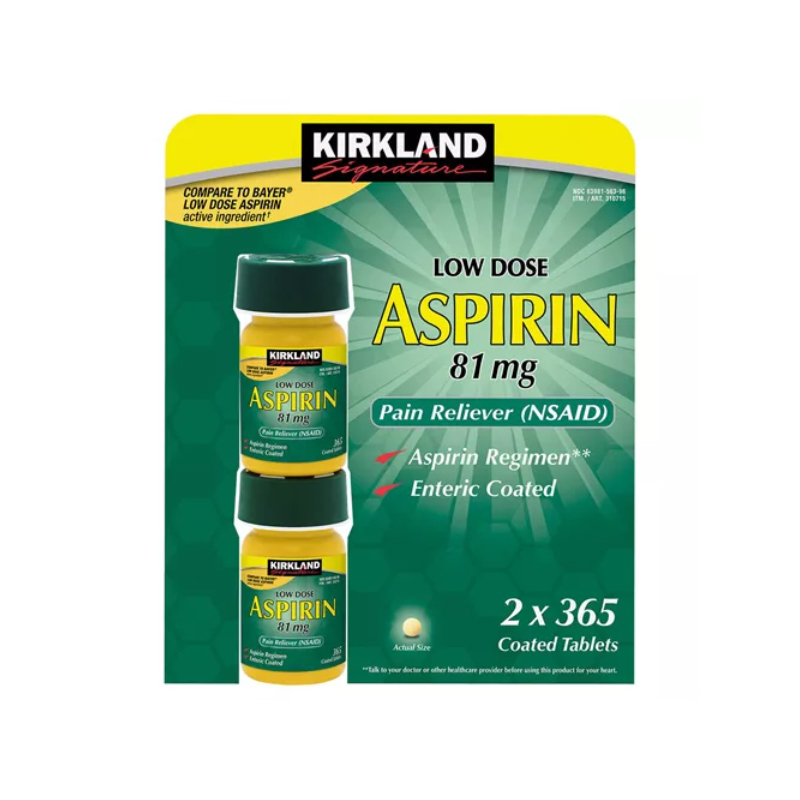 Kirkland Low Dose Aspirin 81mg Giảm Đau Của Mỹ (2x 365 Viên)