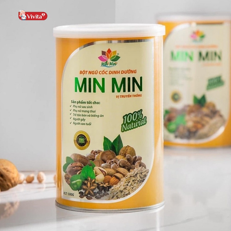 Sữa hạt ngũ cốc Min Min chứa 29 loại hạt như óc chó, macca, hạnh nhân, hạt điều, hạt chia, hạt dẻ cười, đậu đen, hạt kê,....