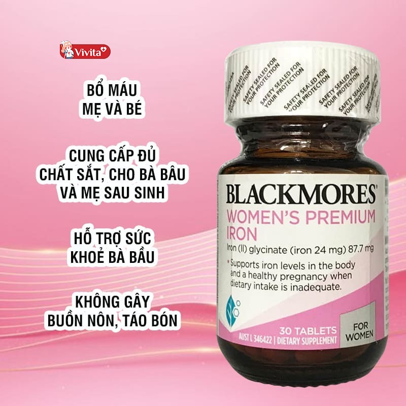 Viên uống Blackmores Pregnancy Iron giúp bổ sung sắt được sản xuất bởi Blackmores. Đây là thương hiệu thành lập từ năm 1932 tại Pháp