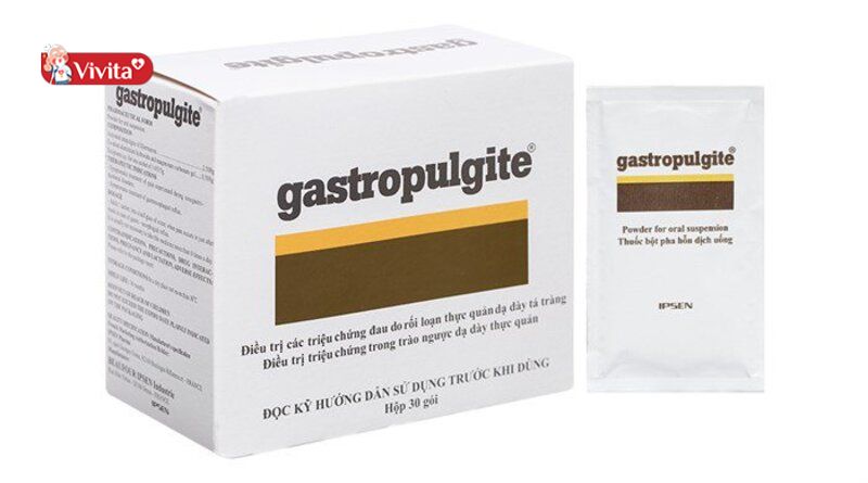 Thuốc giảm đau dạ dày Gastropulgite Attapulgite chứa thành phần chính là mormoiron với hàm lượng 2.5g giúp điều trị trào ngược và rối loạn thực quản, dạ dày